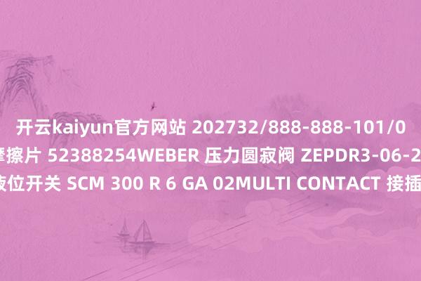 开云kaiyun官方网站 202732/888-888-101/000KONECRANES 制动摩擦片 52388254WEBER 压力圆寂阀 ZEPDR3-06-210-1-24VACS 液位开关 SCM 300 R 6 GA 02MULTI CONTACT 接插件 148490CraneCPE 蝶阀 